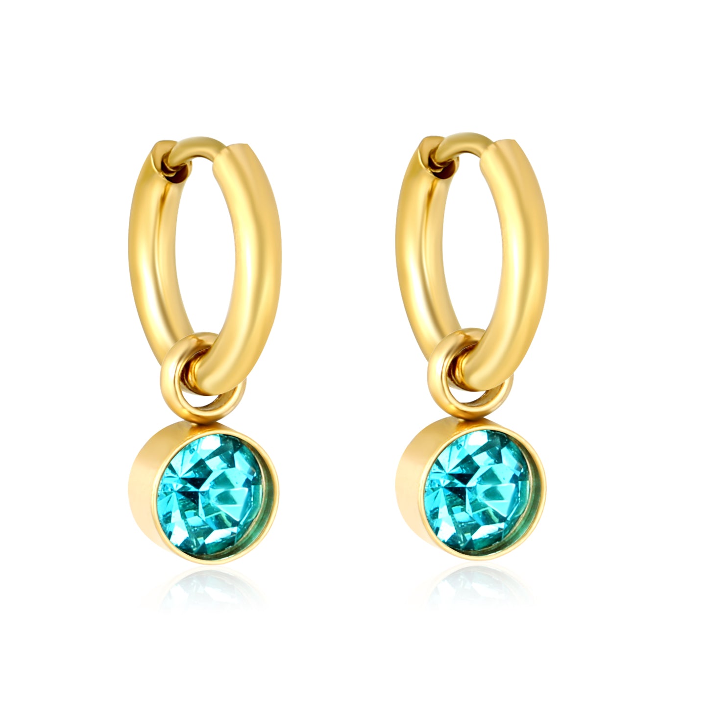 Aquamarine Charm Hoops – main product shot on white by Twisty Locks