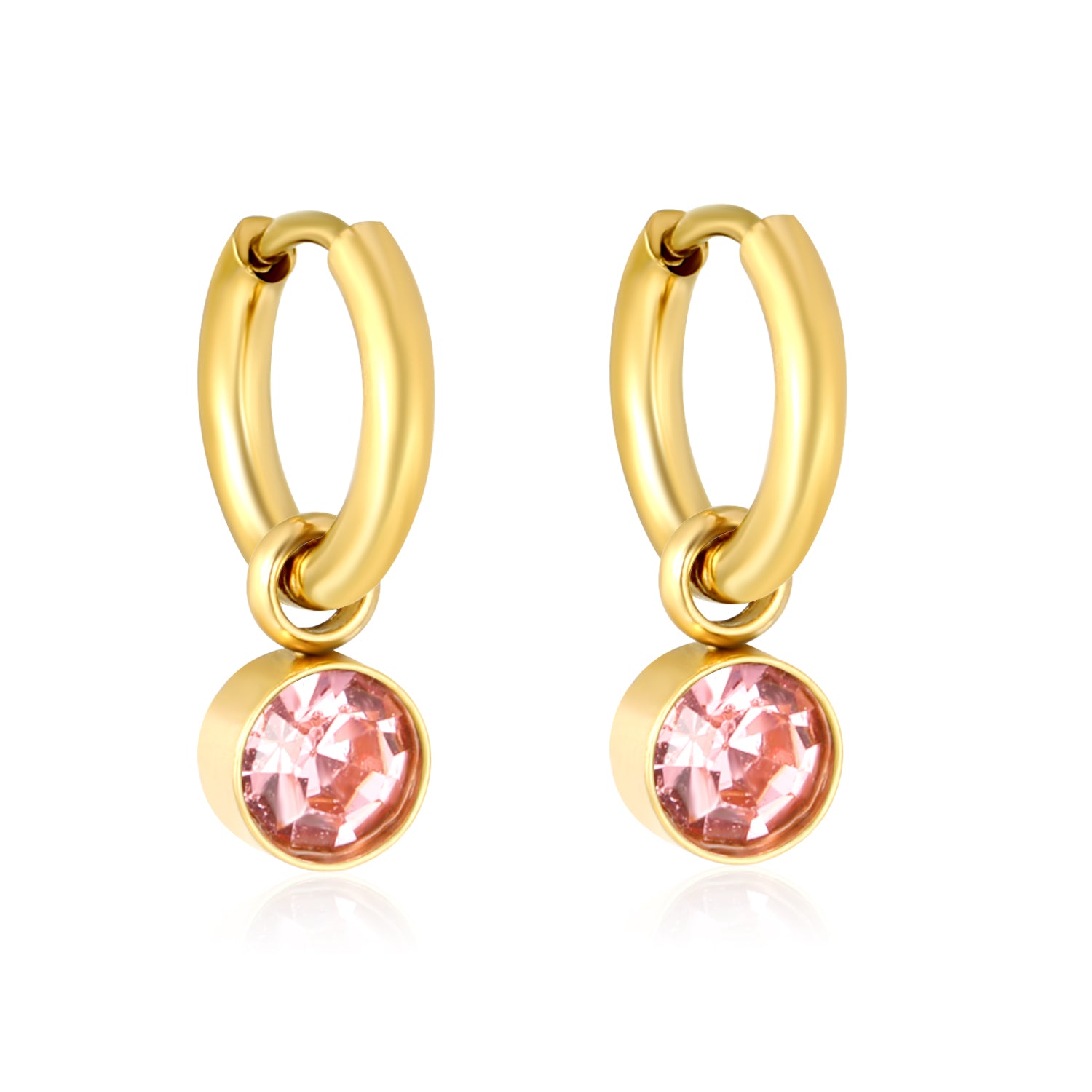 Light Rose Charm Hoops – main product shot on white by Twisty Locks