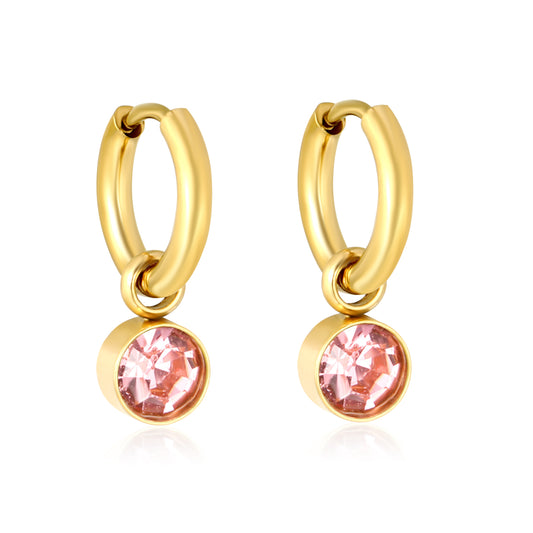 Light Rose Charm Hoops – main product shot on white by Twisty Locks