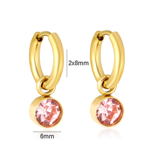Light Rose Charm Hoops detail – rose crystal charm close-up by Twisty Locks