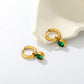 Green Zircon Charm Hoops flat lay – 18K gold plated by Twisty Locks