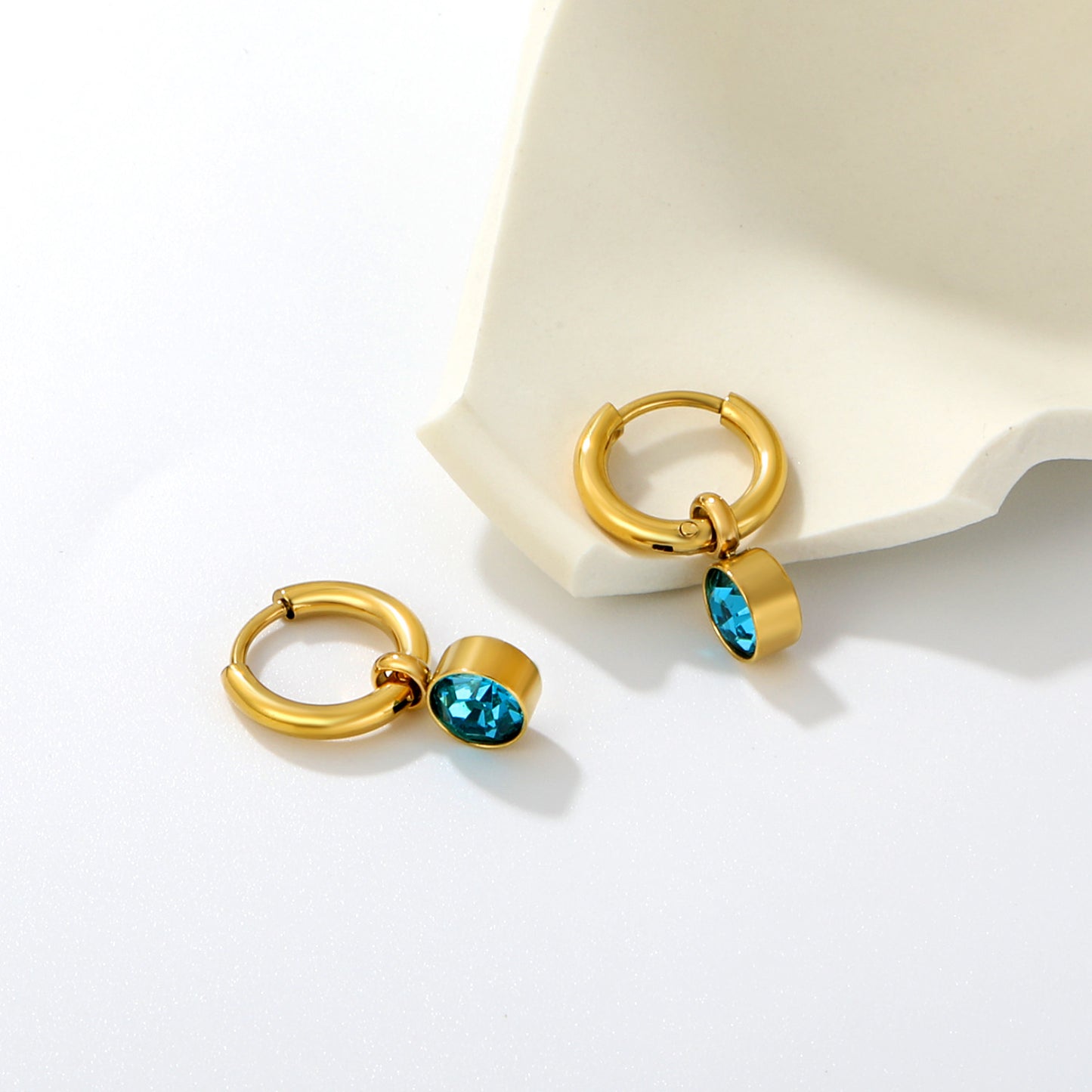 Aquamarine Charm Hoops side angle – poke free kids jewellery by Twisty Locks