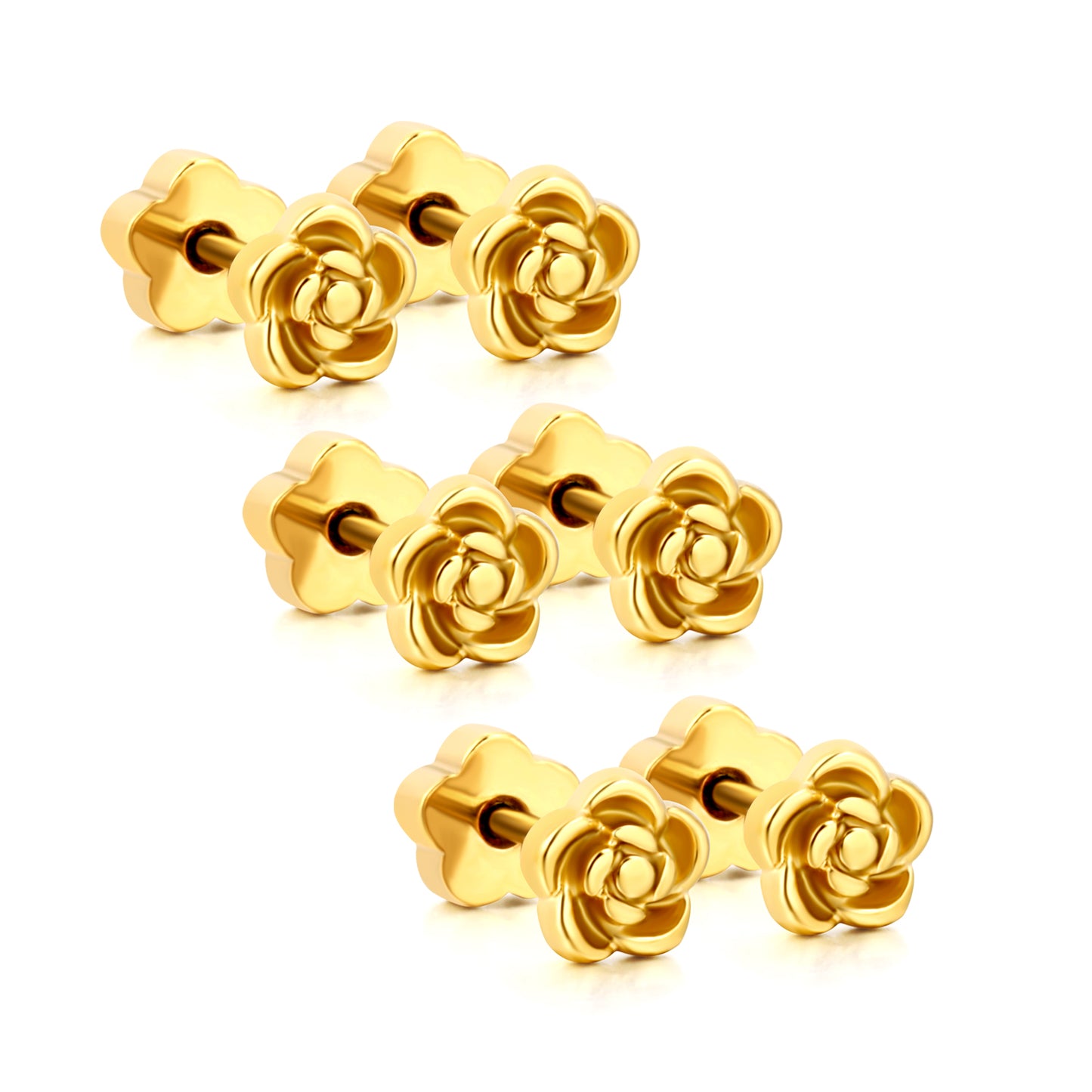 Cute Flower 18K Gold Plated Children's Earrings