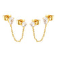 Double CZ Chain-Link Stud 18K Gold-Plated Earrings
