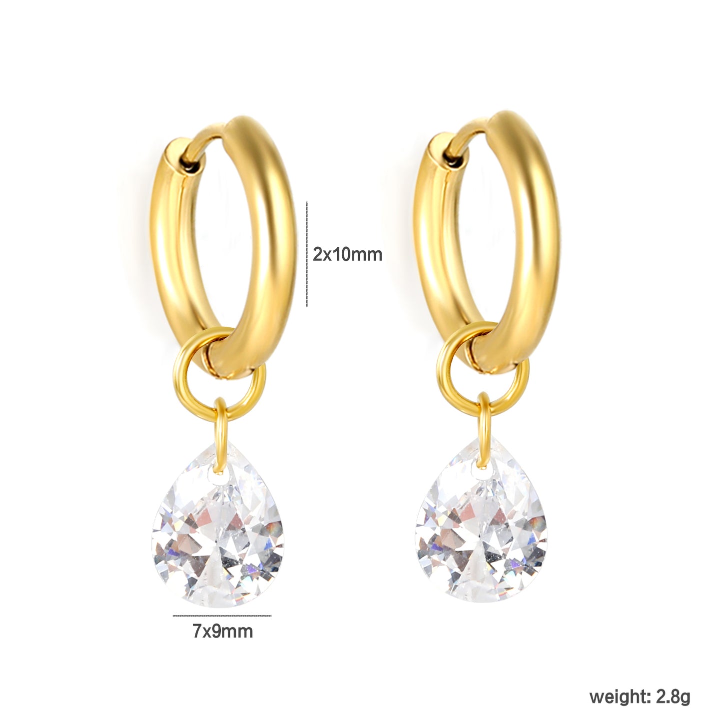 Pear Solitaire Hoops detail – pear solitaire close-up by Twisty Locks