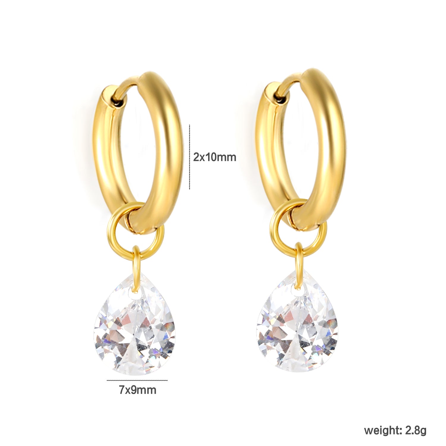 Pear Solitaire Hoops detail – pear solitaire close-up by Twisty Locks
