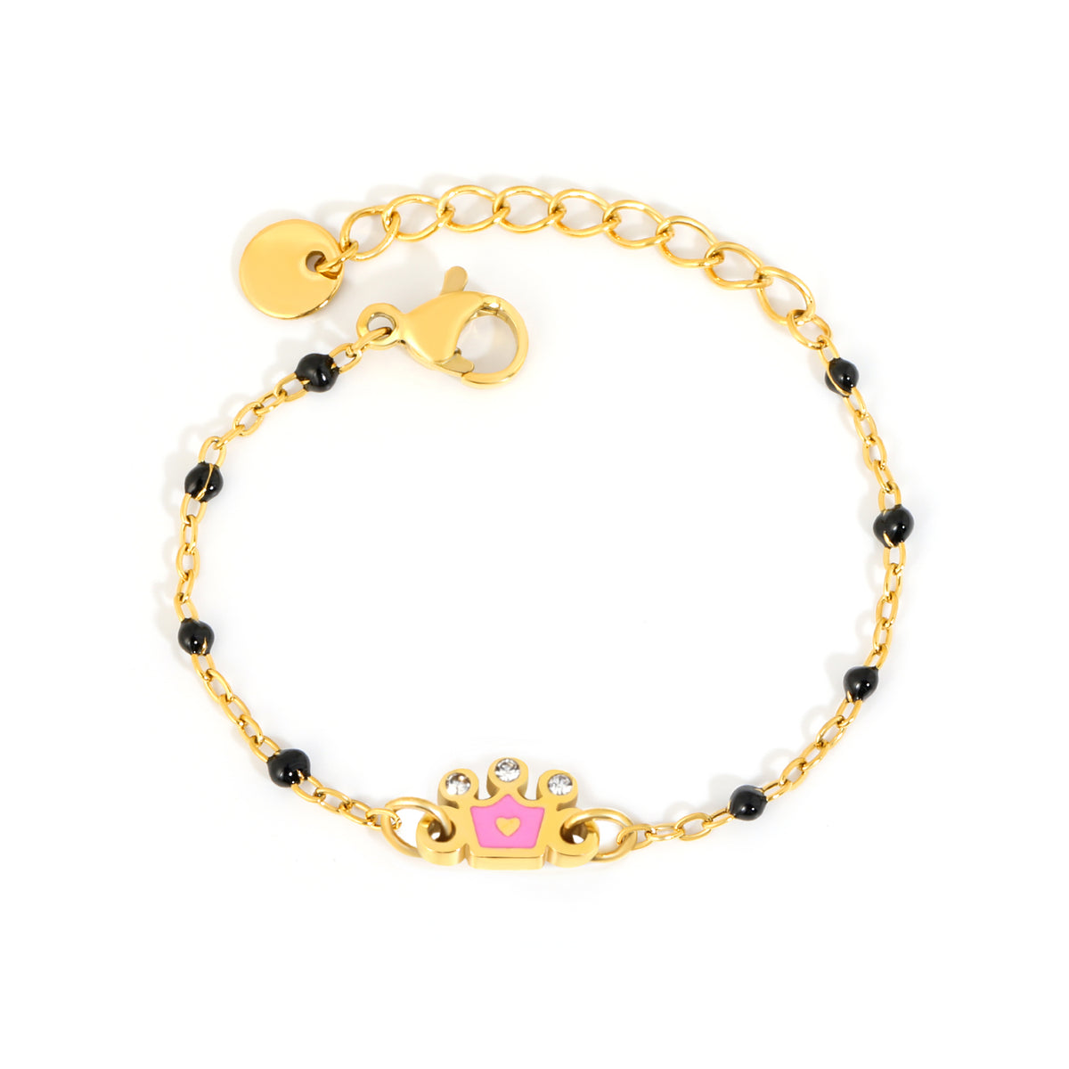 Pink Crown Nazariya 18K Gold Plated Children's Bracelet
