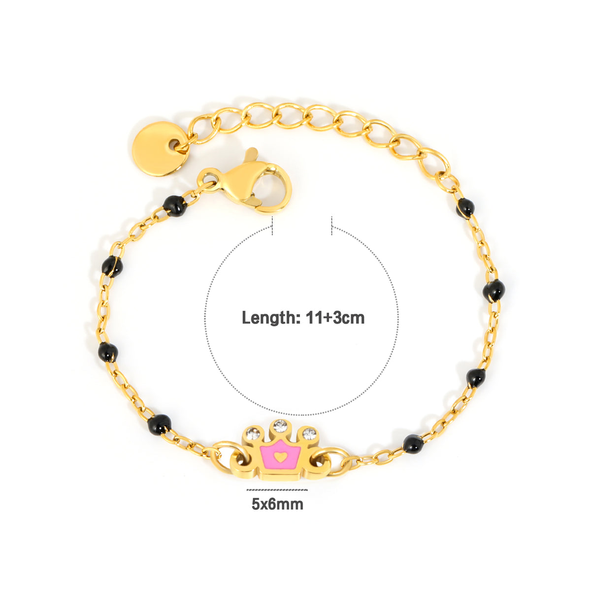 Pink Crown Nazariya 18K Gold Plated Children's Bracelet