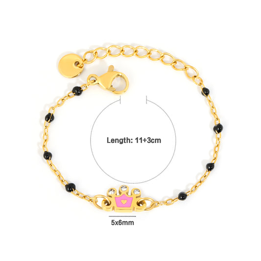Pink Crown Nazariya 18K Gold Plated Children's Bracelet