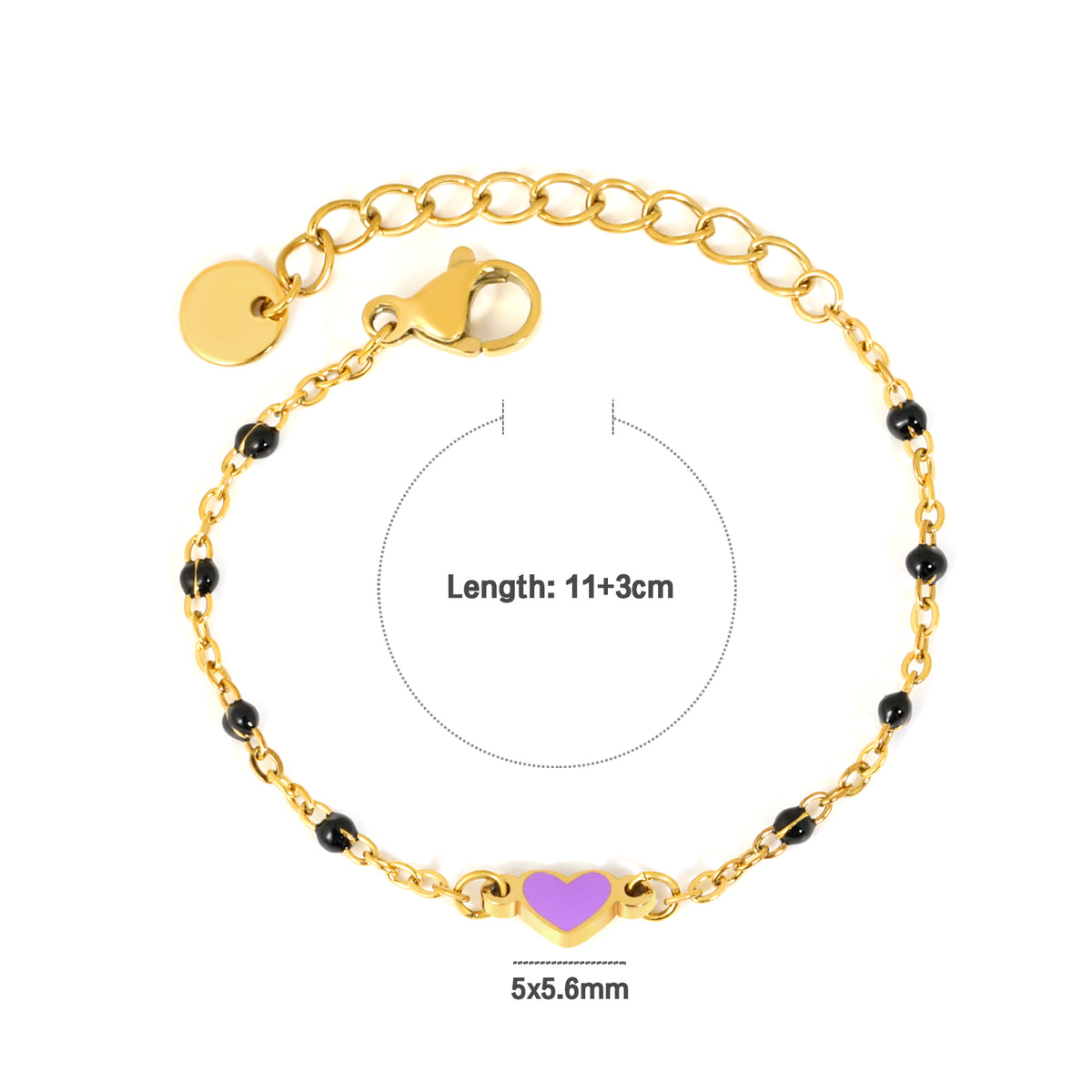 Lavender Heart Nazariya 18K Gold Plated Children's Bracelet