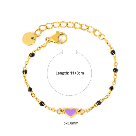 Lavender Heart Nazariya 18K Gold Plated Children's Bracelet