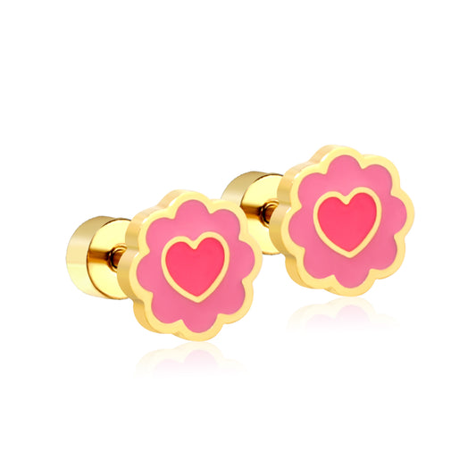 Sweetheart 18K Gold Plated Children's Earrings