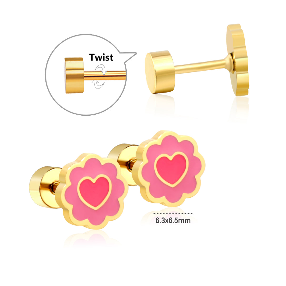 Sweetheart 18K Gold Plated Children's Earrings