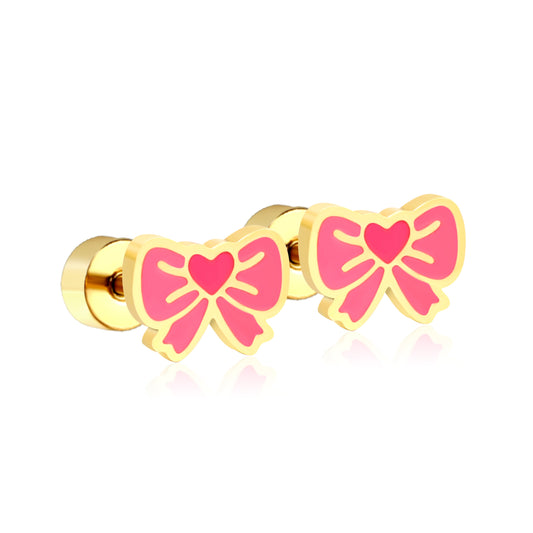 Love Bow 18K Gold Plated Children's Earrings