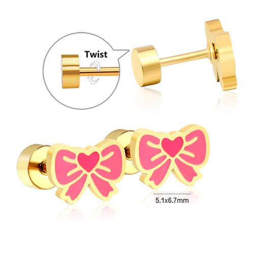 Love Bow 18K Gold Plated Children's Earrings