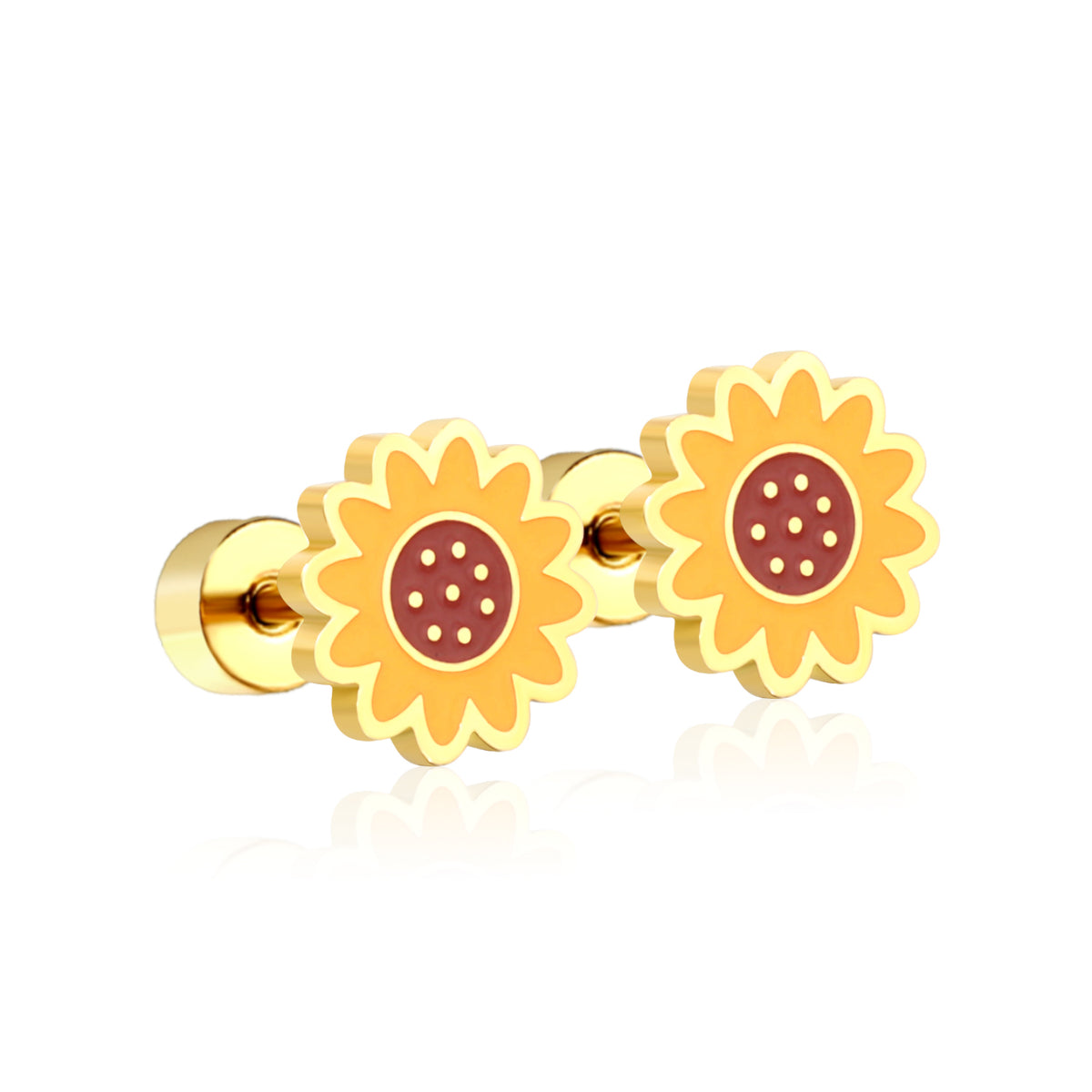 Sunny Sunflower 18K Gold Plated Children's Earrings
