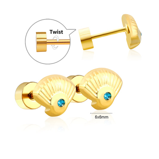 SeaShell 18K Gold Plated Children's Earrings