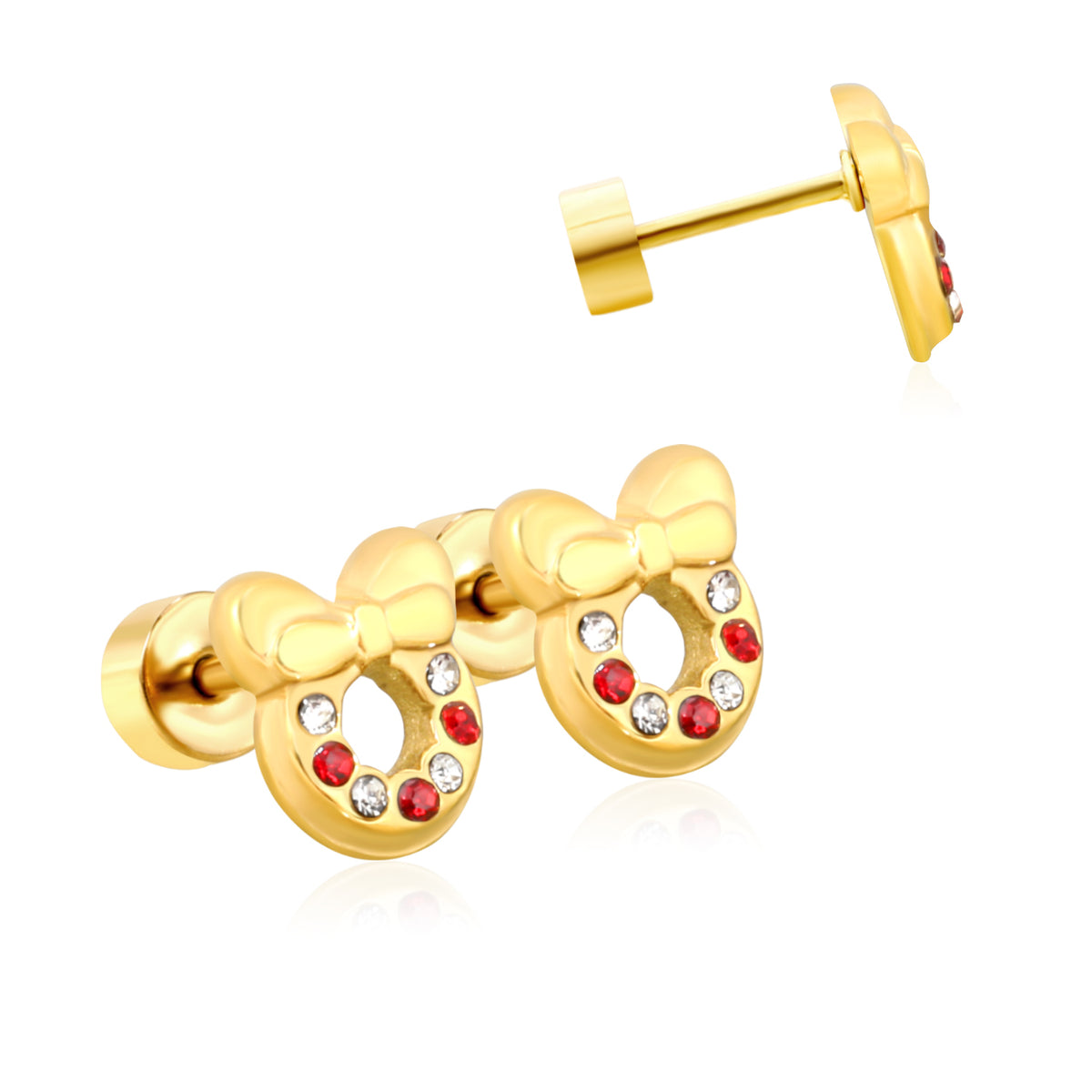 Donut Bow 18K Gold Plated Children's Earrings