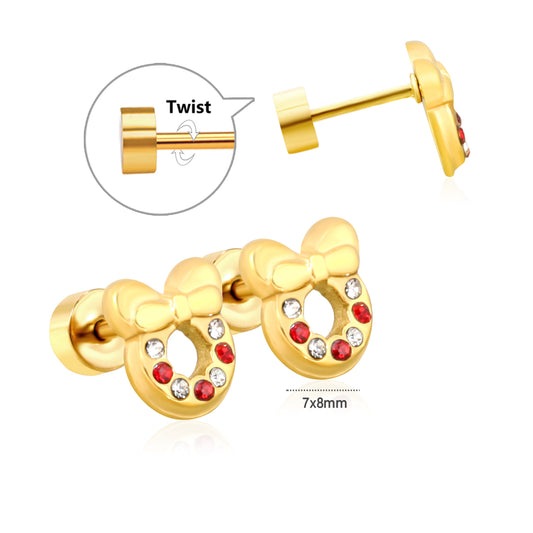 Donut Bow 18K Gold Plated Children's Earrings