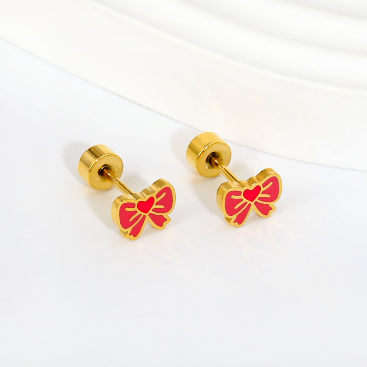 Love Bow 18K Gold Plated Children's Earrings