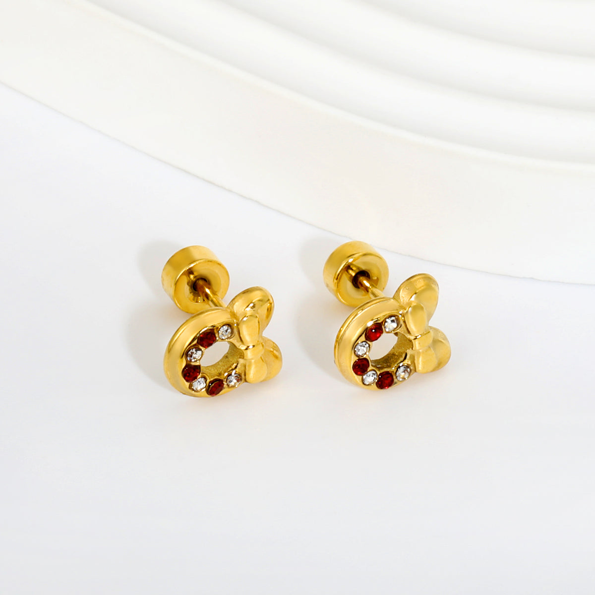 Donut Bow 18K Gold Plated Children's Earrings