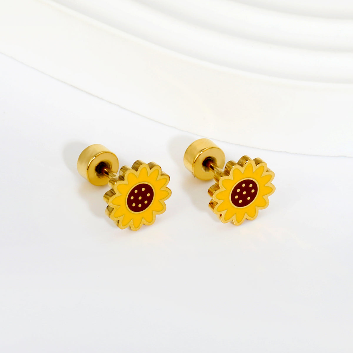 Sunny Sunflower 18K Gold Plated Children's Earrings