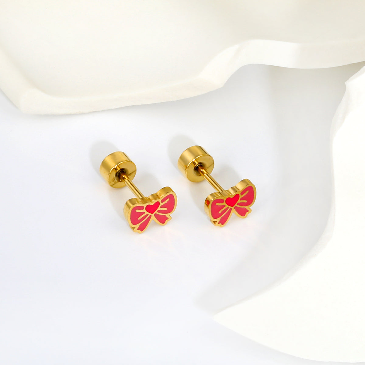 Love Bow 18K Gold Plated Children's Earrings