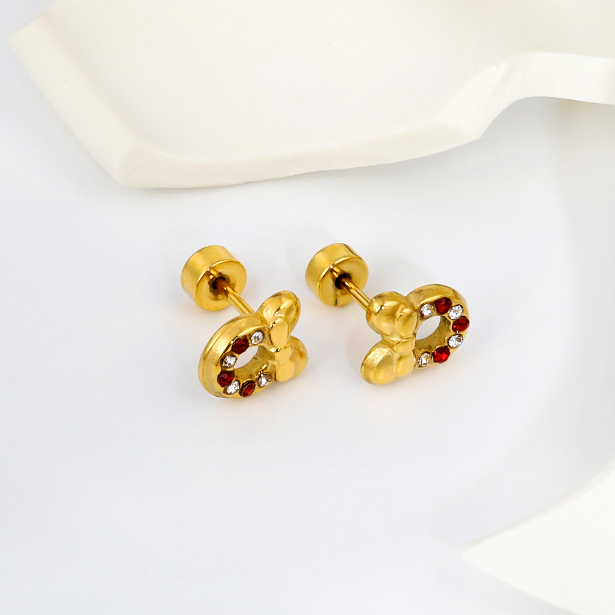 Donut Bow 18K Gold Plated Children's Earrings