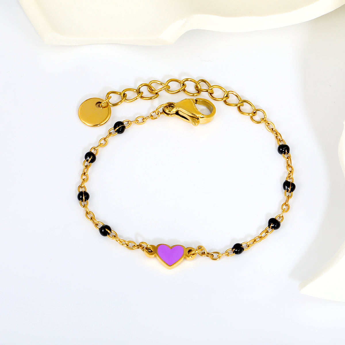 Lavender Heart Nazariya 18K Gold Plated Children's Bracelet