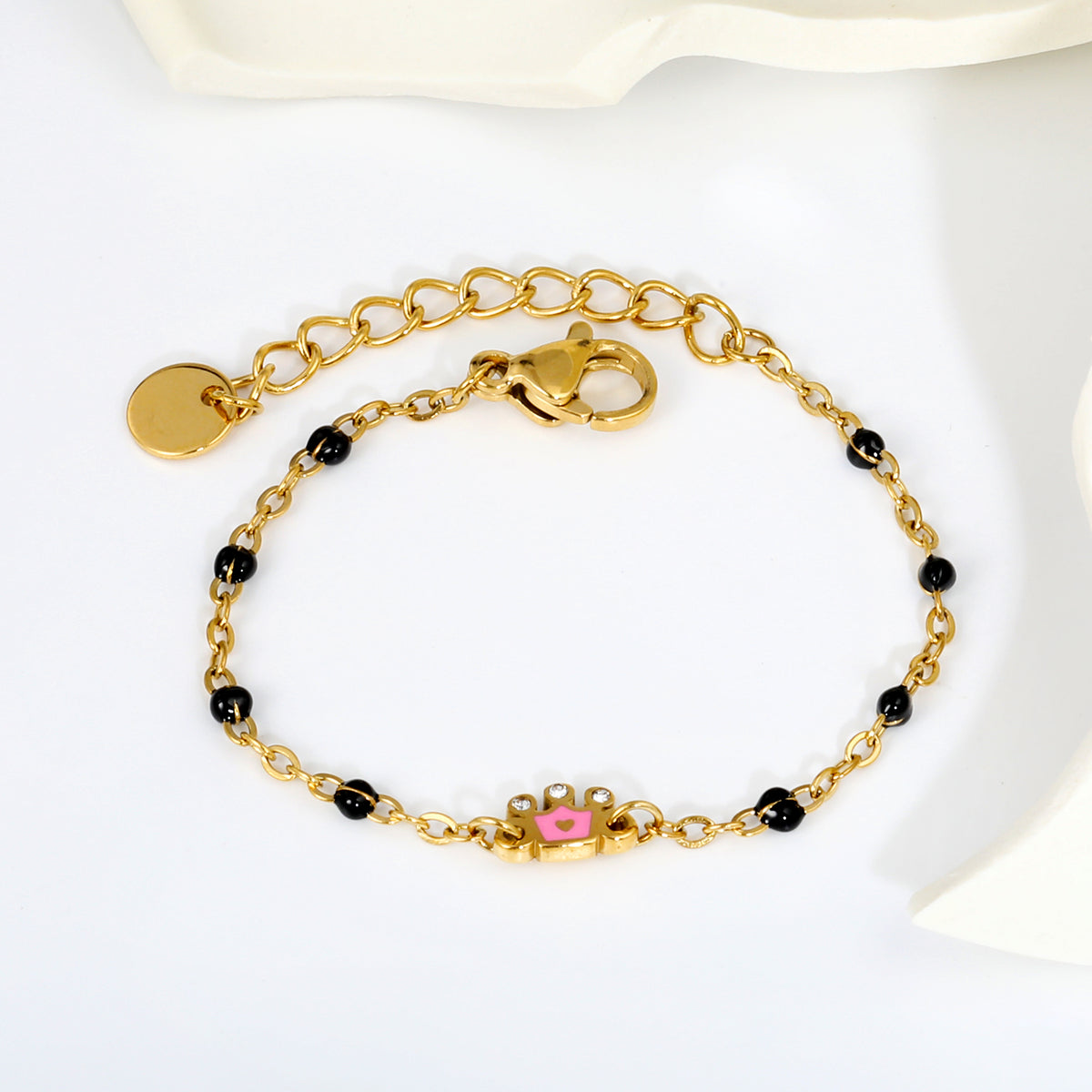Pink Crown Nazariya 18K Gold Plated Children's Bracelet
