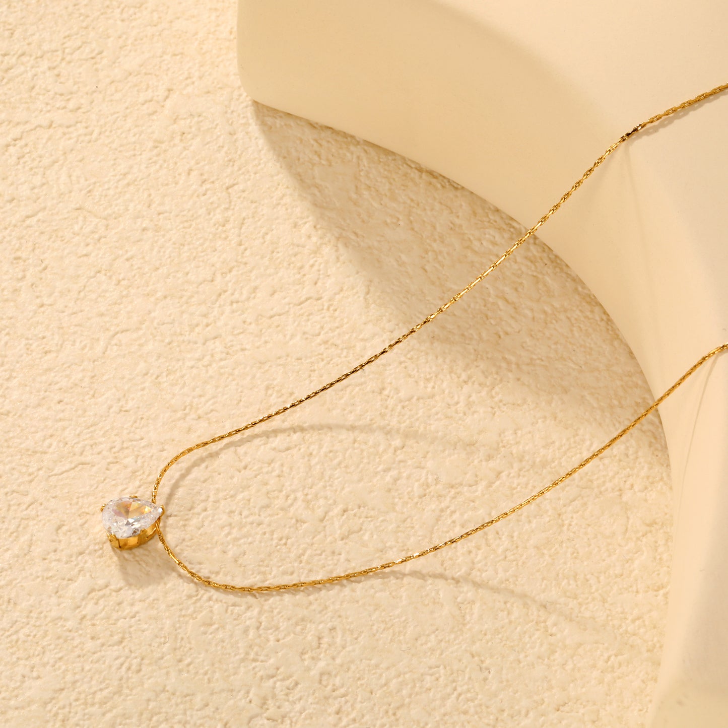 Pear CZ Solitaire 18K Gold-Plated Necklace