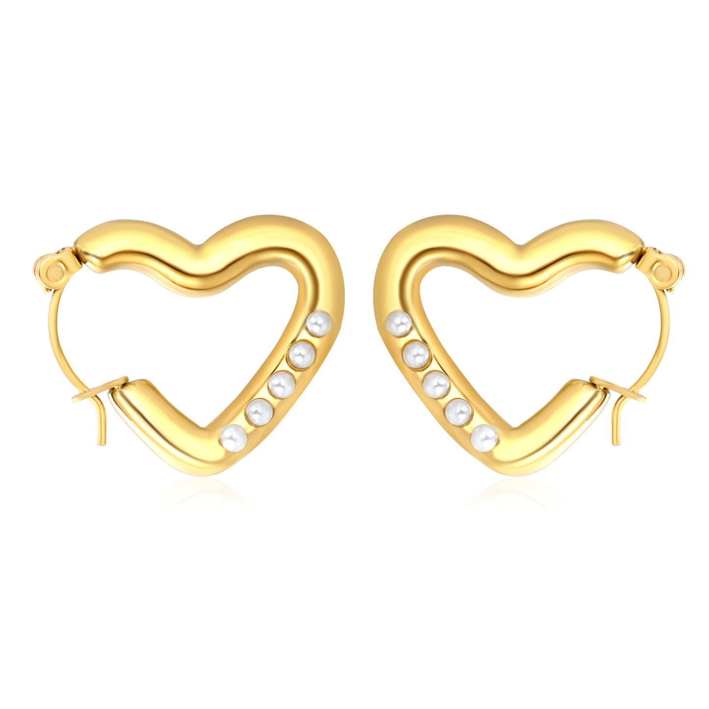 Heart Hoop Pearl 18K Gold-Plated Earrings
