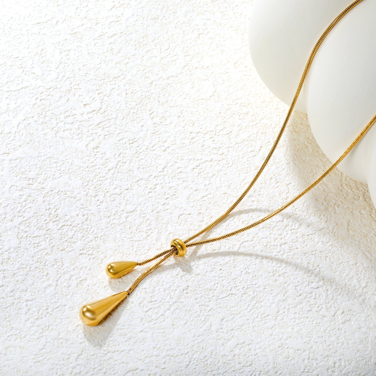 Double Teardrop Lariat 18K Gold-Plated Necklace