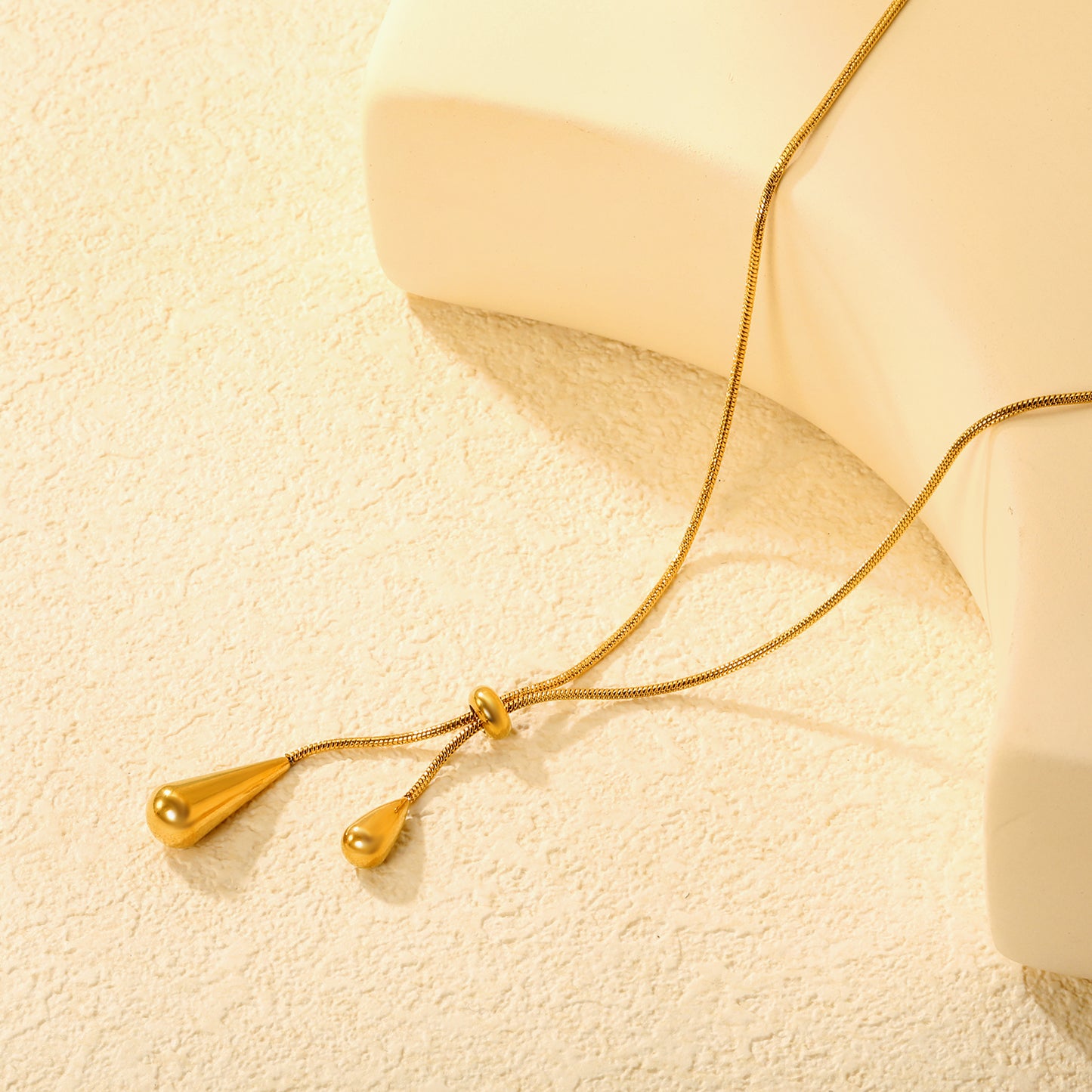 Double Teardrop Lariat 18K Gold-Plated Necklace