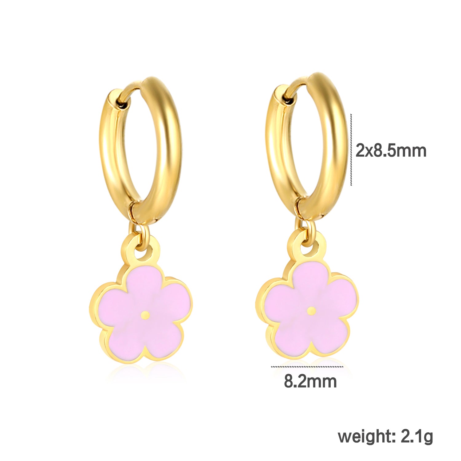 Pink Blossom Hoops gold earrings detail – blossom hoop close-up by Twisty Locks