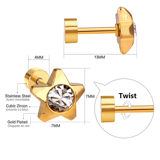 Sparkle Star 18K Gold Plated Children's Earrings