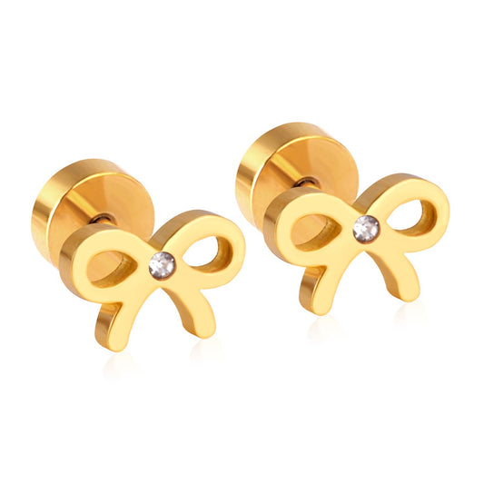 Sparkle Bow 18K Gold Plated Children's Earrings - Twisty Locks  - Kids and Women Hair Accessories, Fashion Clothing and Jewellery India