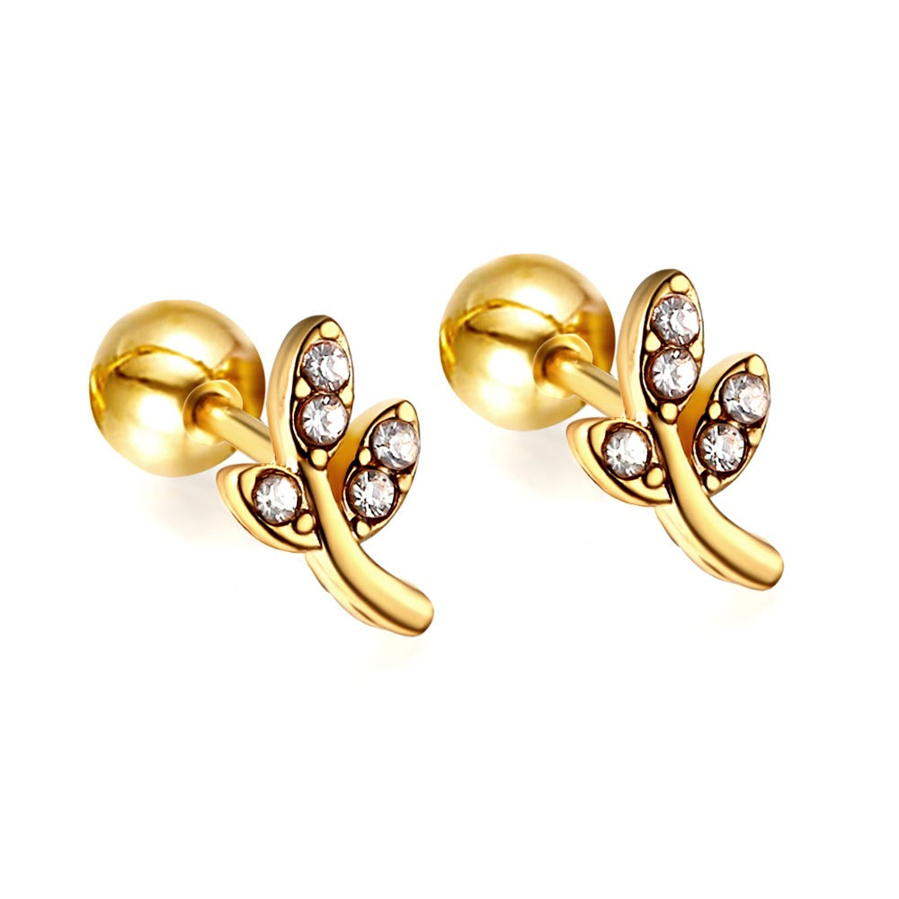 Sparkle Leaves 18K Gold Plated Children's Earrings