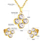Four-Leaf CZ Cluster 18K Gold-Plated Jewellery Set (3 Pcs)