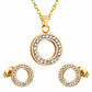 Crystal Halo Circle 18K Gold-Plated Jewellery Set (3 Pcs)
