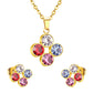 Rainbow CZ Cluster 18K Gold-Plated Jewellery Set (3 Pcs)