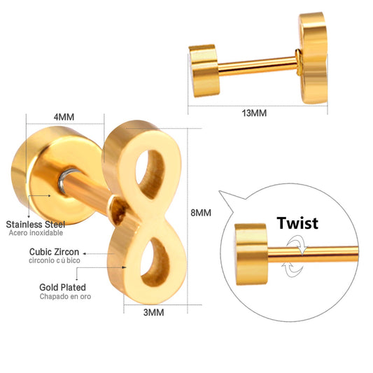 Infinity 18K Gold Plated Children's Earrings