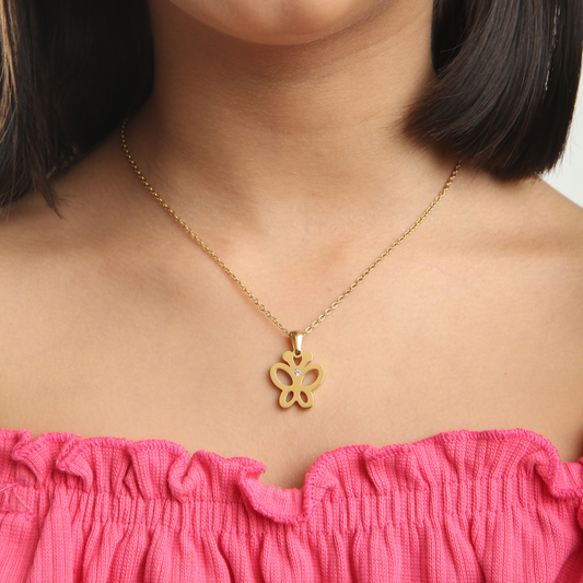 Sweet Butterfly 18K Gold Plated Children's Necklace