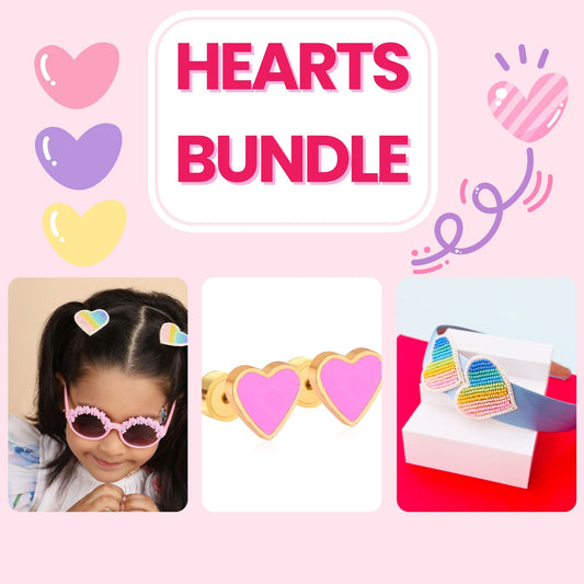 5 PIECE Hearts Gift Bundle - Twisty Locks  - Kids and Women Hair Accessories, Fashion Clothing and Jewellery India