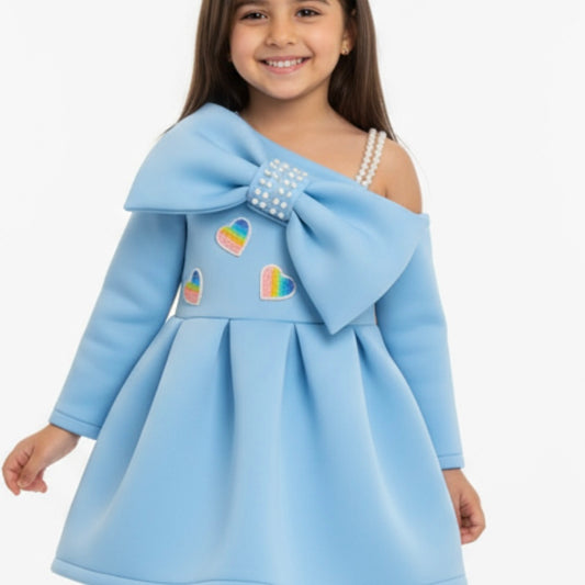 Hearts Bow Birthday Dress - Twisty Locks  - Kids and Women Hair Accessories, Fashion Clothing and Jewellery India