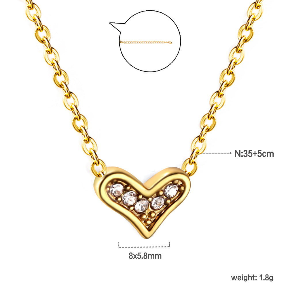 Sparkling Heart 18K Gold Plated Children's Necklace