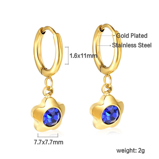 Sapphire Flower 18K Gold Plated Children's Hoops