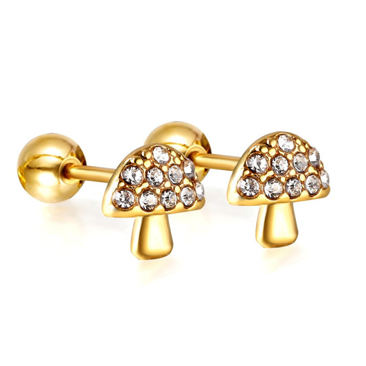 Cute Mushroom 18K Gold Plated Children's Earrings - Twisty Locks  - Kids and Women Hair Accessories, Fashion Clothing and Jewellery India