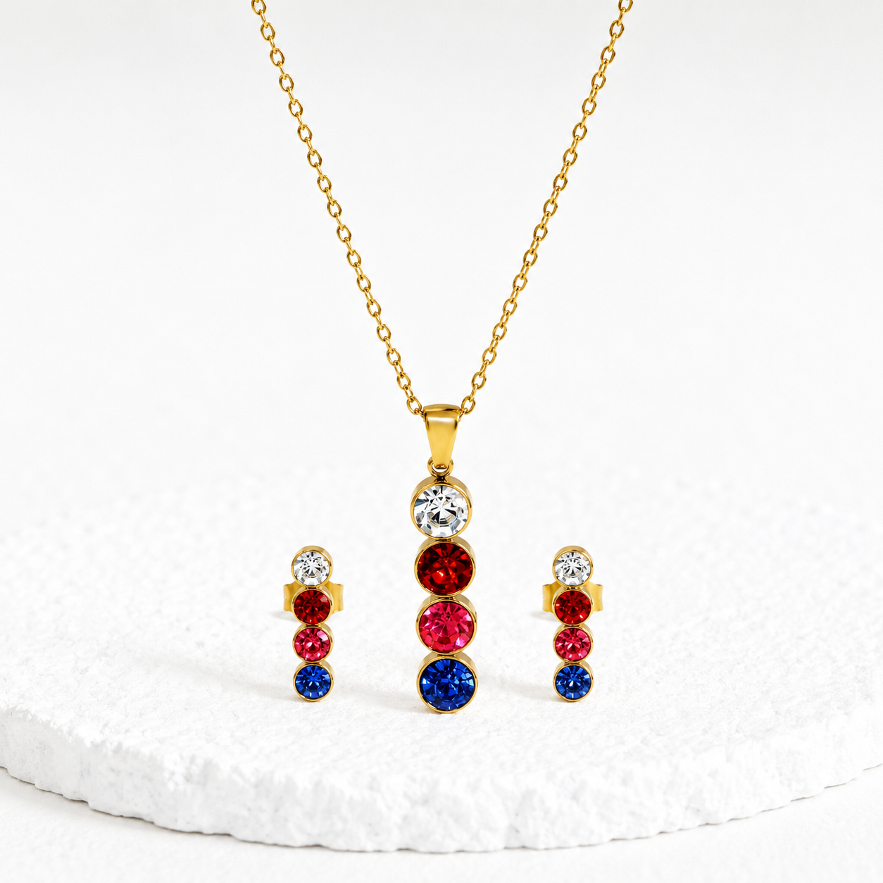 Rainbow Crystal Stack 18K Gold-Plated Jewellery Set (3 Pcs)