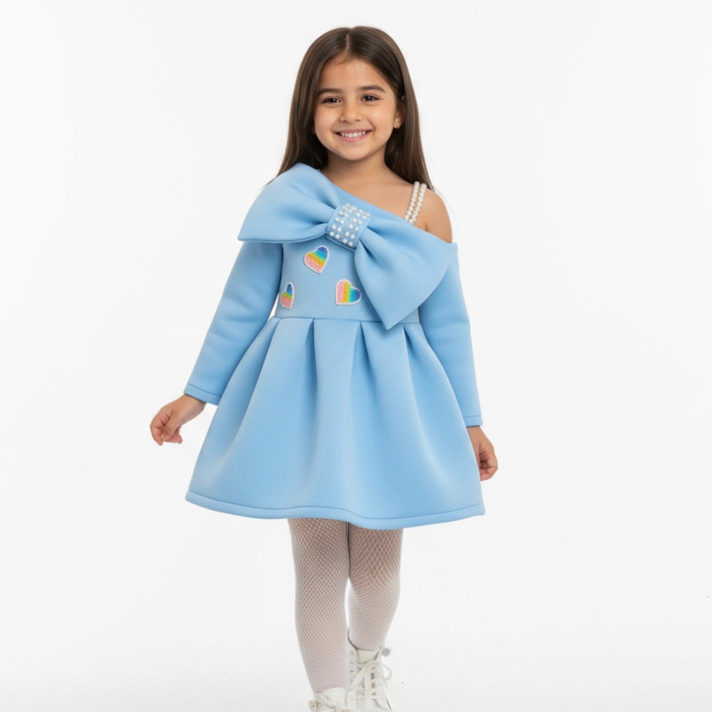 Hearts Bow Birthday Dress - Twisty Locks  - Kids and Women Hair Accessories, Fashion Clothing and Jewellery India